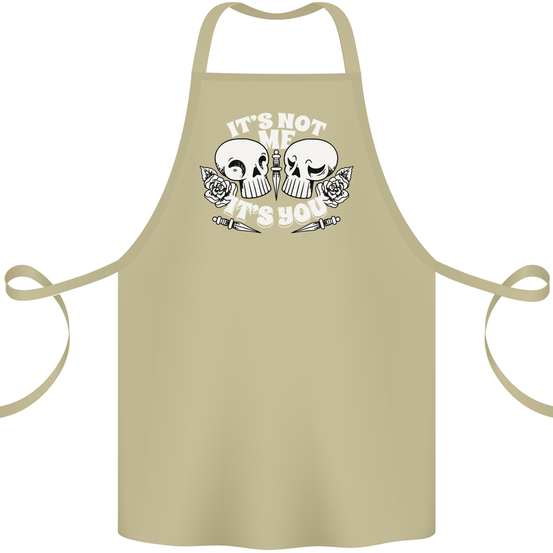 Anti Valentines Singles Day Skull Its Not Me Cotton Apron 100% Organic Khaki