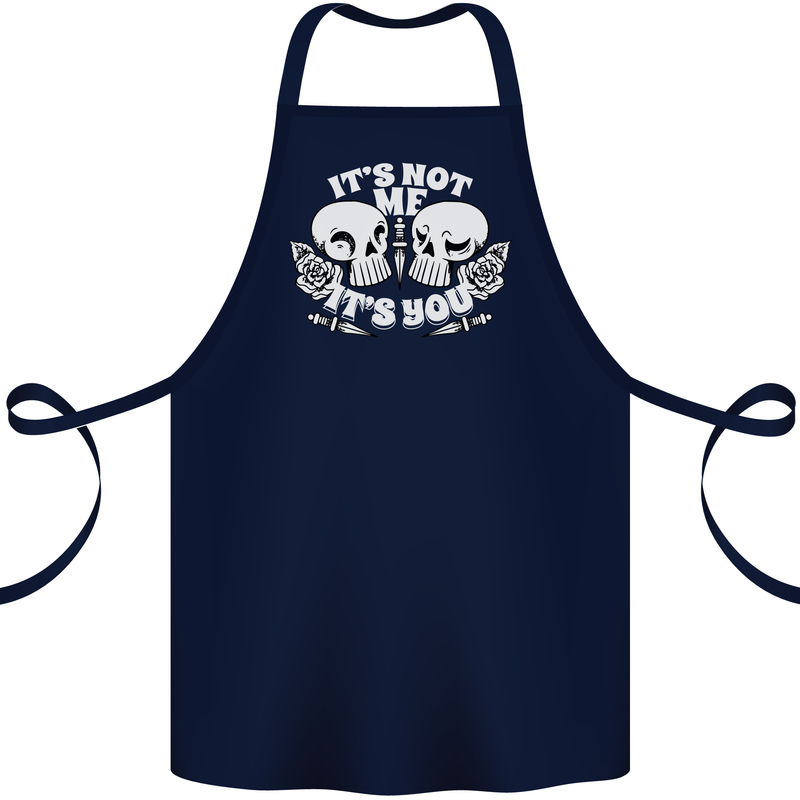Anti Valentines Singles Day Skull Its Not Me Cotton Apron 100% Organic Navy Blue