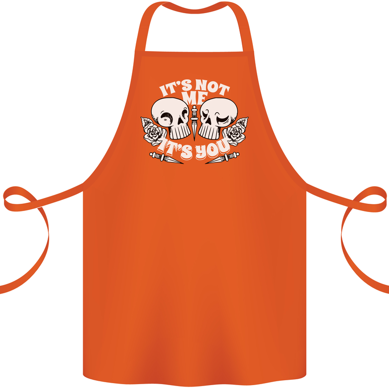 Anti Valentines Singles Day Skull Its Not Me Cotton Apron 100% Organic Orange