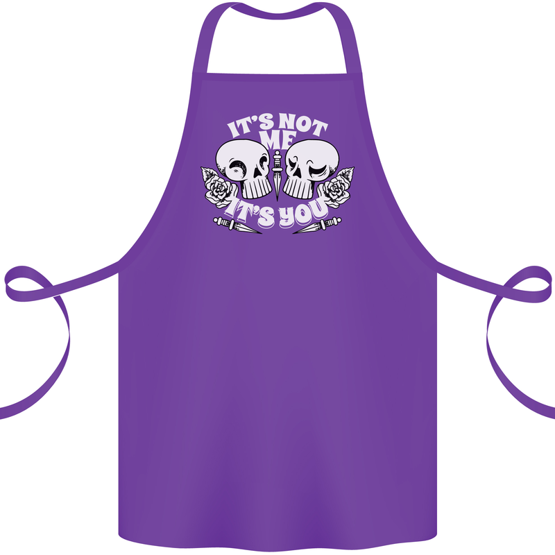 Anti Valentines Singles Day Skull Its Not Me Cotton Apron 100% Organic Purple