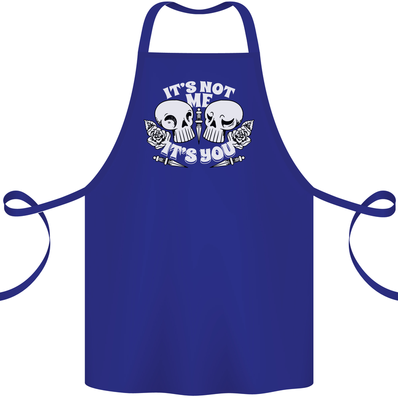 Anti Valentines Singles Day Skull Its Not Me Cotton Apron 100% Organic Royal Blue