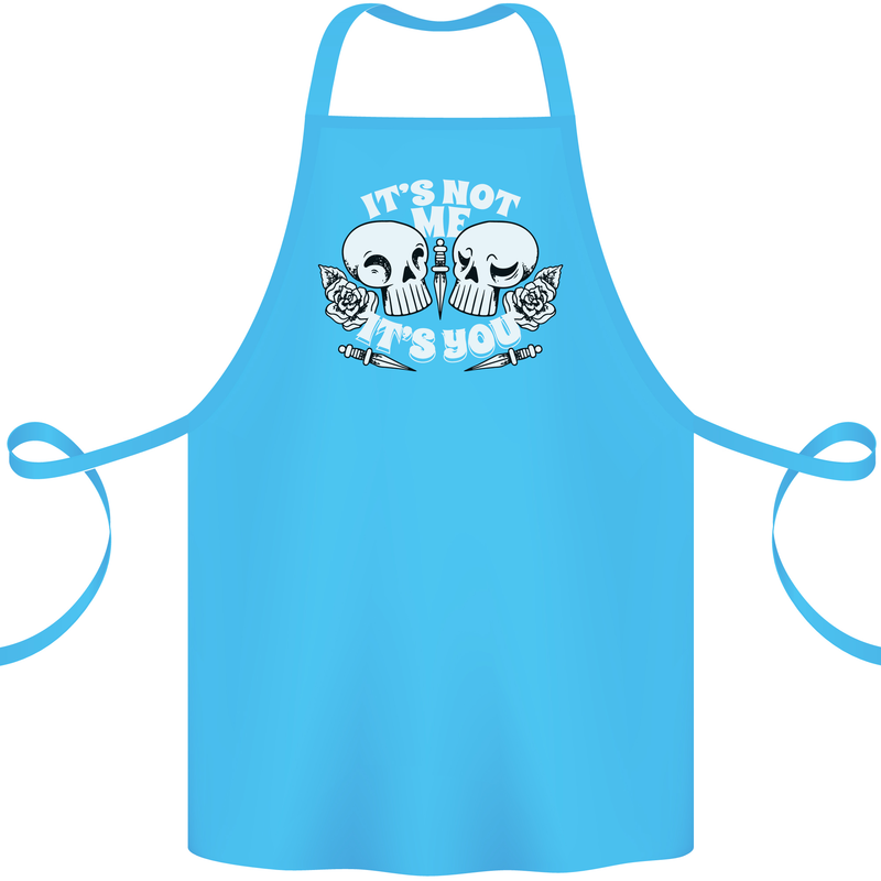 Anti Valentines Singles Day Skull Its Not Me Cotton Apron 100% Organic Turquoise