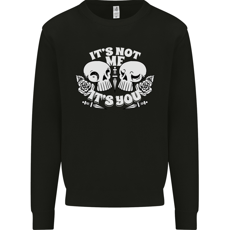 Anti Valentines Singles Day Skull Its Not Me Kids Sweatshirt Jumper Black