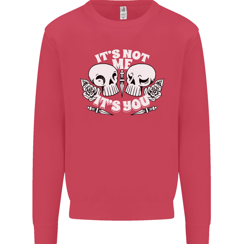 Anti Valentines Singles Day Skull Its Not Me Kids Sweatshirt Jumper Heliconia
