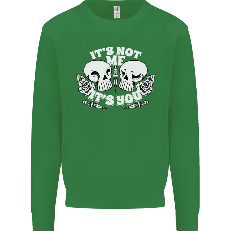 Anti Valentines Singles Day Skull Its Not Me Kids Sweatshirt Jumper Irish Green
