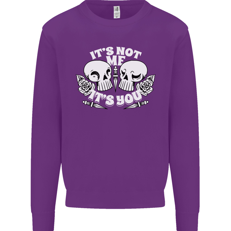 Anti Valentines Singles Day Skull Its Not Me Kids Sweatshirt Jumper Purple