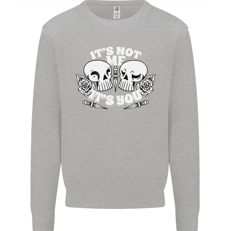 Anti Valentines Singles Day Skull Its Not Me Kids Sweatshirt Jumper Sports Grey