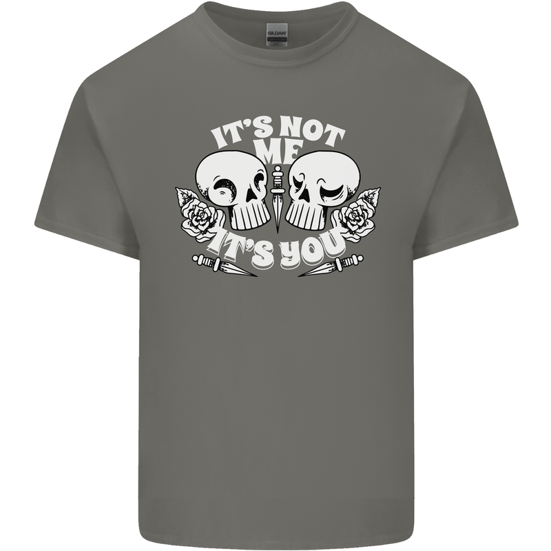 Anti Valentines Singles Day Skull Its Not Me Kids T-Shirt Childrens Charcoal