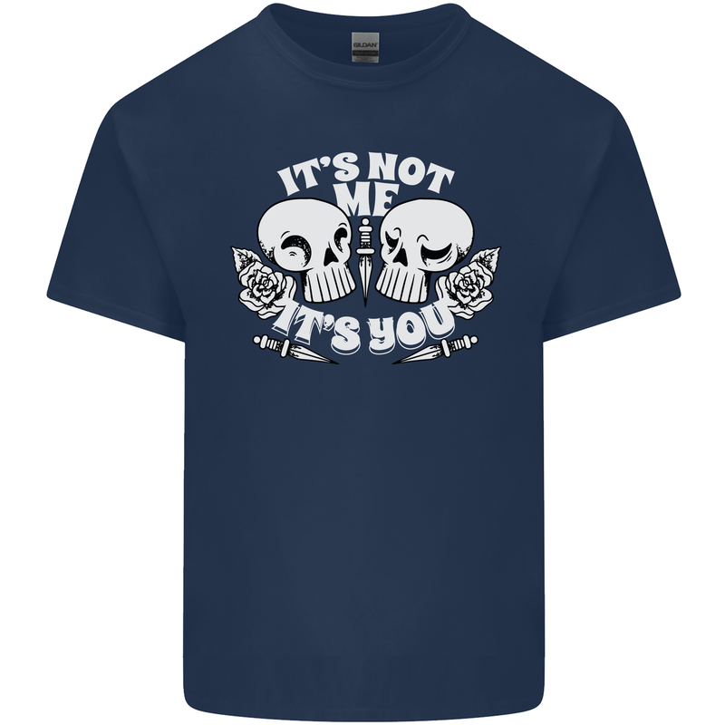 Anti Valentines Singles Day Skull Its Not Me Kids T-Shirt Childrens Navy Blue