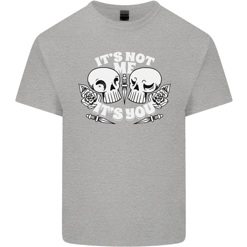Anti Valentines Singles Day Skull Its Not Me Kids T-Shirt Childrens Sports Grey