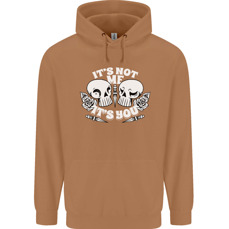 Anti Valentines Singles Day Skull Its Not Me Mens 80% Cotton Hoodie Caramel Latte