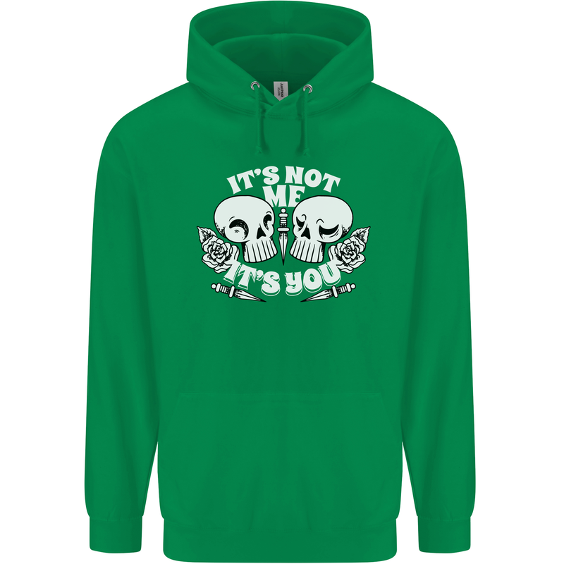 Anti Valentines Singles Day Skull Its Not Me Mens 80% Cotton Hoodie Irish Green