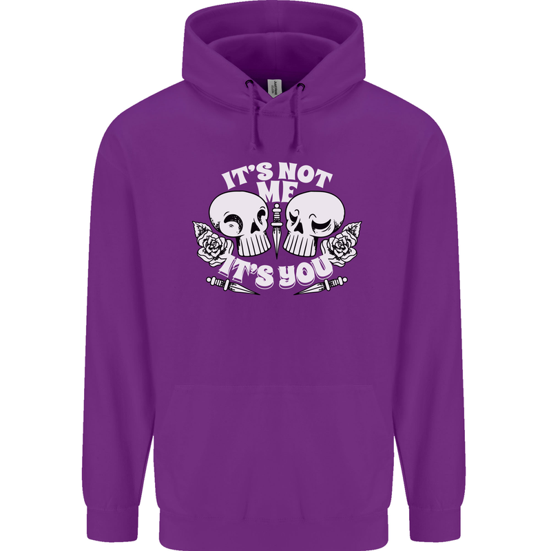 Anti Valentines Singles Day Skull Its Not Me Mens 80% Cotton Hoodie Purple