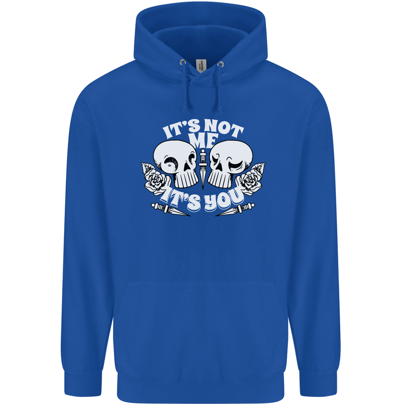 Anti Valentines Singles Day Skull Its Not Me Mens 80% Cotton Hoodie Royal Blue