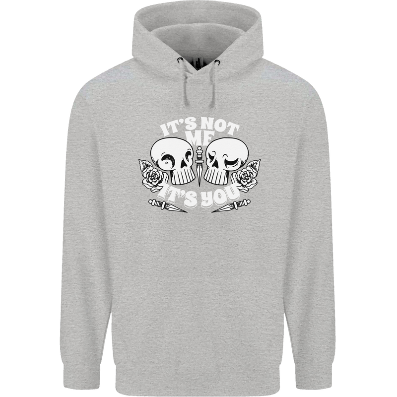 Anti Valentines Singles Day Skull Its Not Me Mens 80% Cotton Hoodie Sports Grey