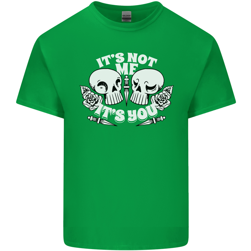 Anti Valentines Singles Day Skull Its Not Me Mens Cotton T-Shirt Tee Top Irish Green