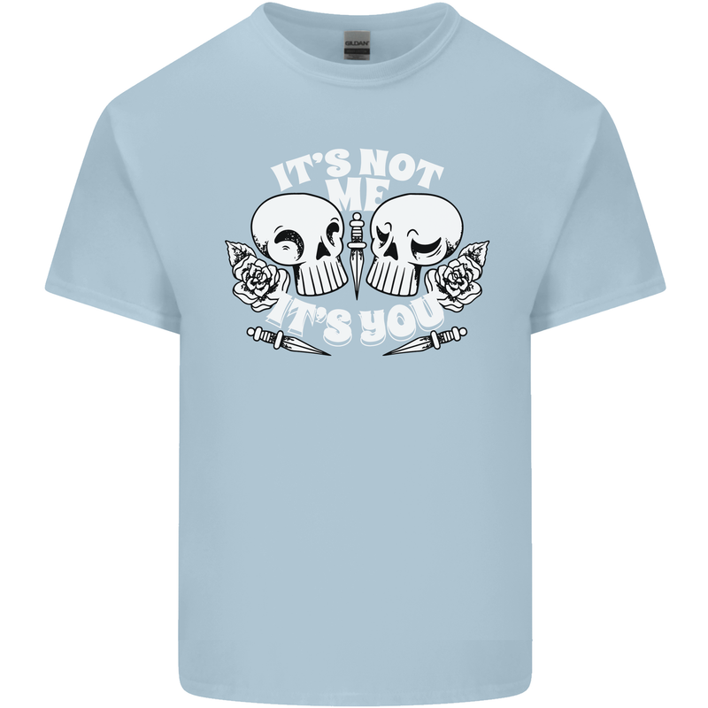 Anti Valentines Singles Day Skull Its Not Me Mens Cotton T-Shirt Tee Top Light Blue