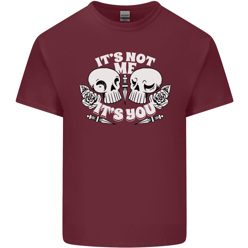 Anti Valentines Singles Day Skull Its Not Me Mens Cotton T-Shirt Tee Top Maroon