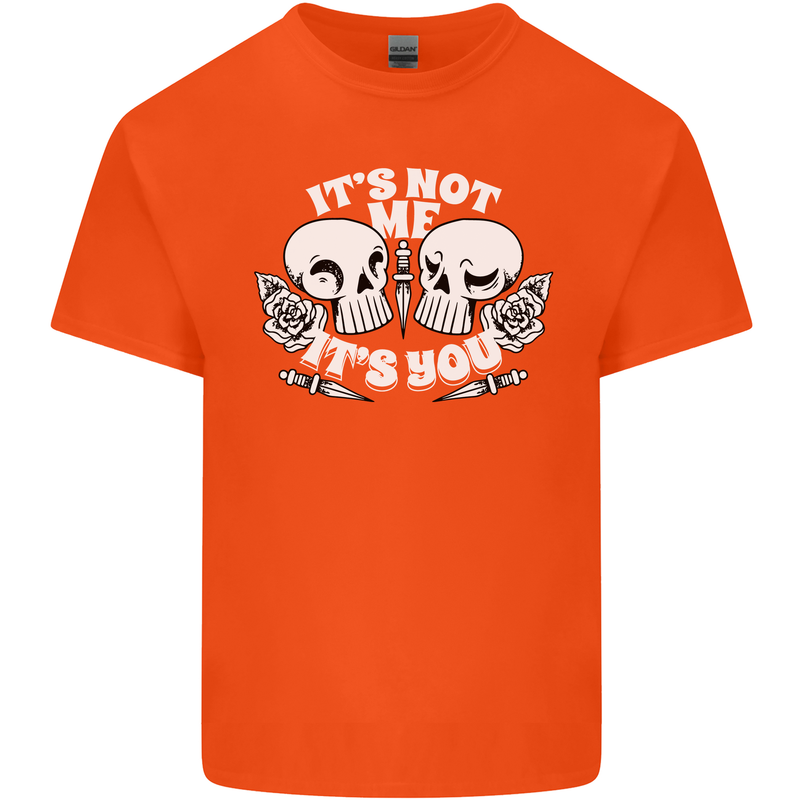 Anti Valentines Singles Day Skull Its Not Me Mens Cotton T-Shirt Tee Top Orange