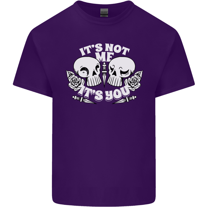 Anti Valentines Singles Day Skull Its Not Me Mens Cotton T-Shirt Tee Top Purple