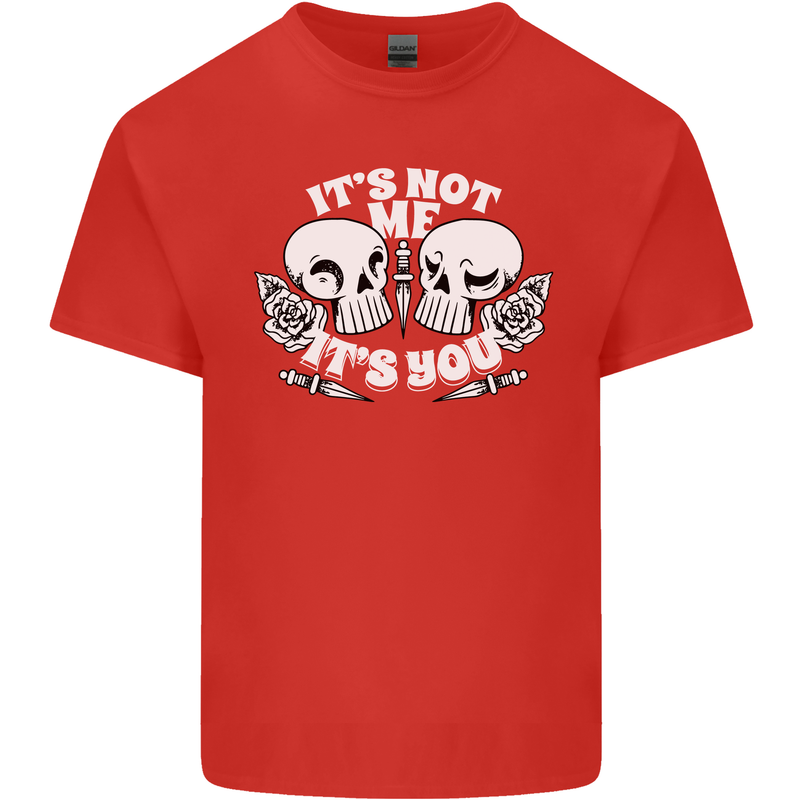 Anti Valentines Singles Day Skull Its Not Me Mens Cotton T-Shirt Tee Top Red