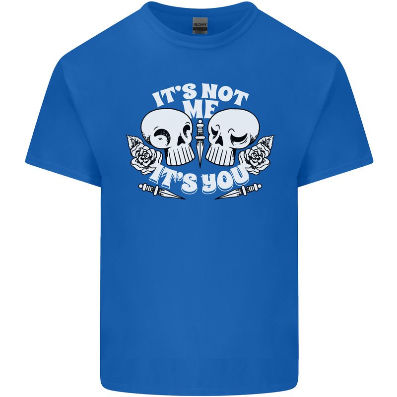 Anti Valentines Singles Day Skull Its Not Me Mens Cotton T-Shirt Tee Top Royal Blue