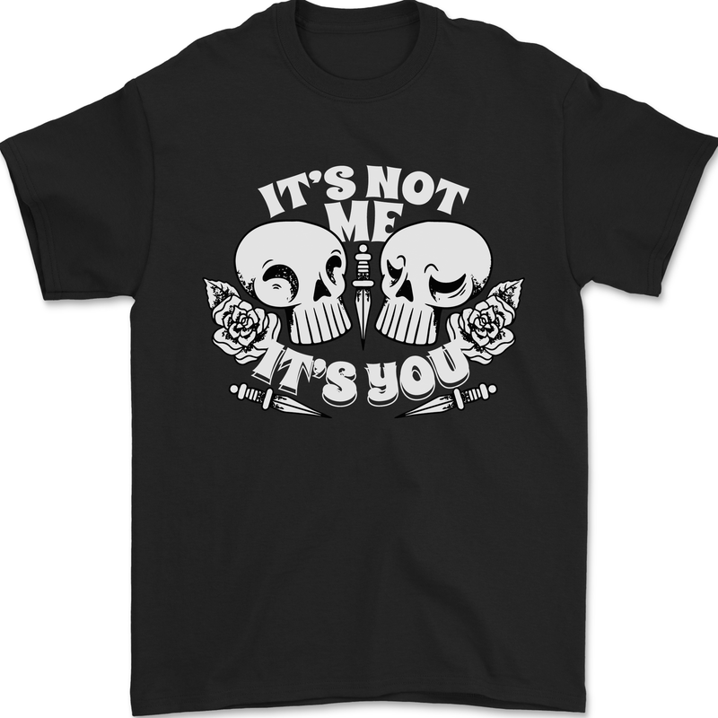 Anti Valentines Singles Day Skull Its Not Me Mens T-Shirt 100% Cotton Black