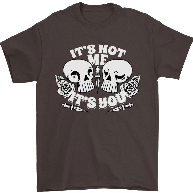 Anti Valentines Singles Day Skull Its Not Me Mens T-Shirt 100% Cotton Dark Chocolate