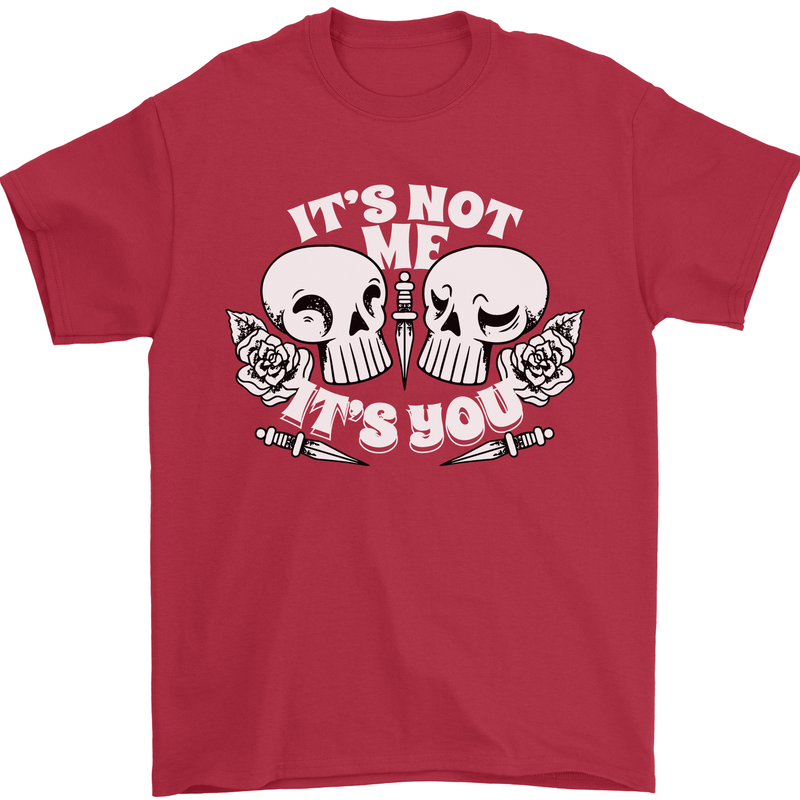 Anti Valentines Singles Day Skull Its Not Me Mens T-Shirt 100% Cotton Red