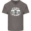 Anti Valentines Singles Day Skull Its Not Me Mens V-Neck Cotton T-Shirt Charcoal