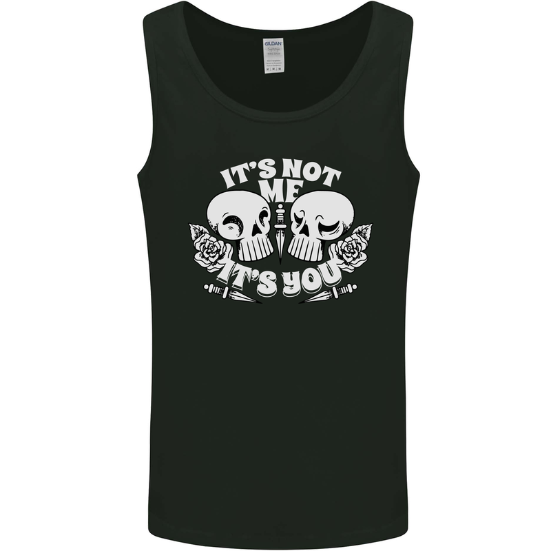 Anti Valentines Singles Day Skull Its Not Me Mens Vest Tank Top Black