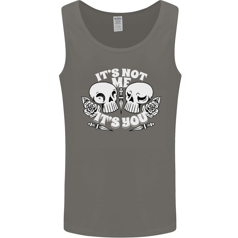 Anti Valentines Singles Day Skull Its Not Me Mens Vest Tank Top Charcoal