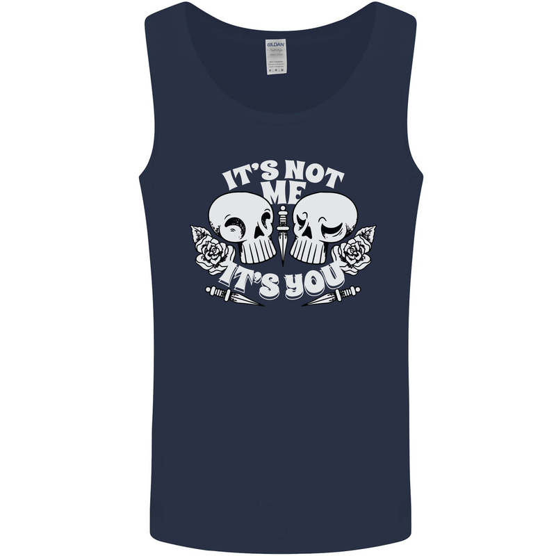 Anti Valentines Singles Day Skull Its Not Me Mens Vest Tank Top Navy Blue