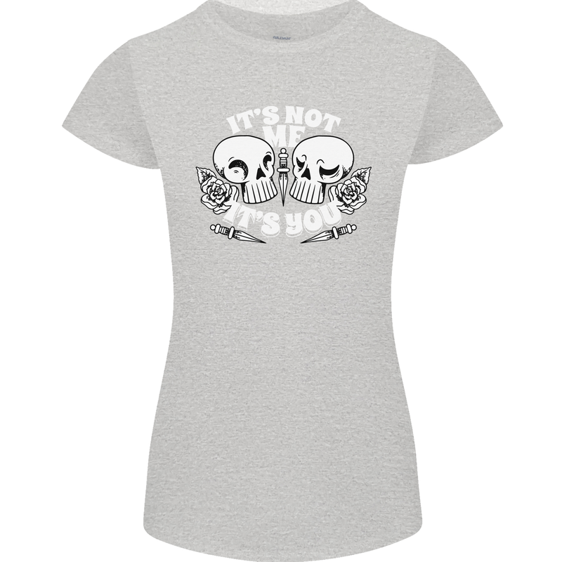 Anti Valentines Singles Day Skull Its Not Me Womens Petite Cut T-Shirt Sports Grey