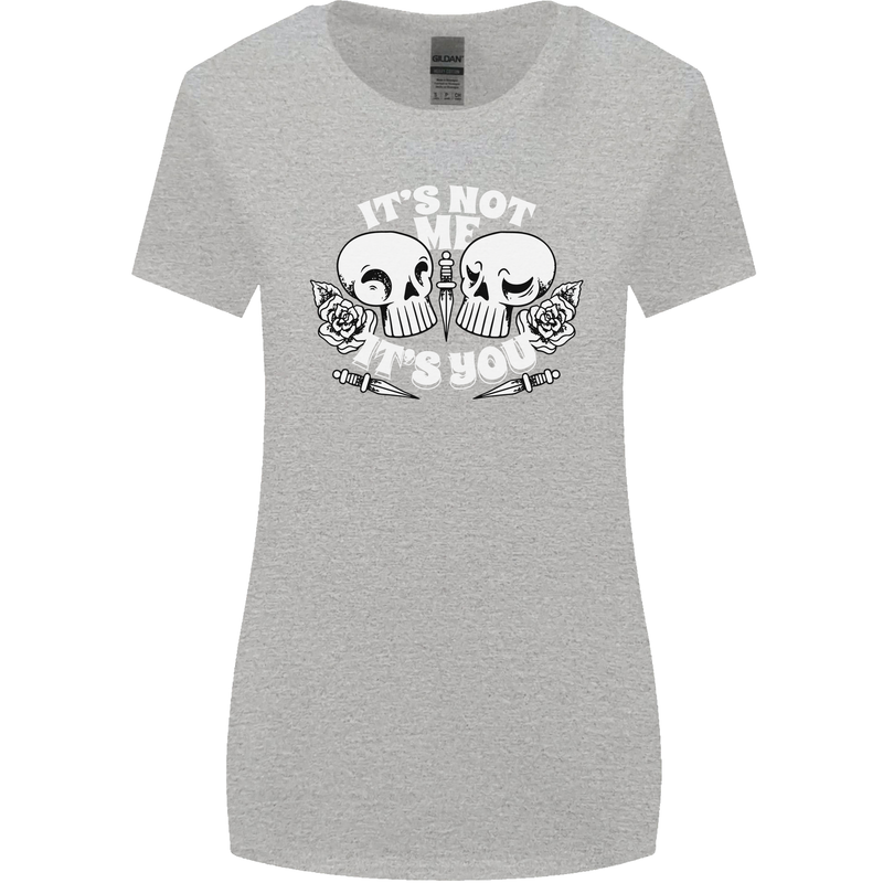 Anti Valentines Singles Day Skull Its Not Me Womens Wider Cut T-Shirt Sports Grey