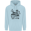 Antisocial Butterfly Childrens Kids Hoodie Light Blue