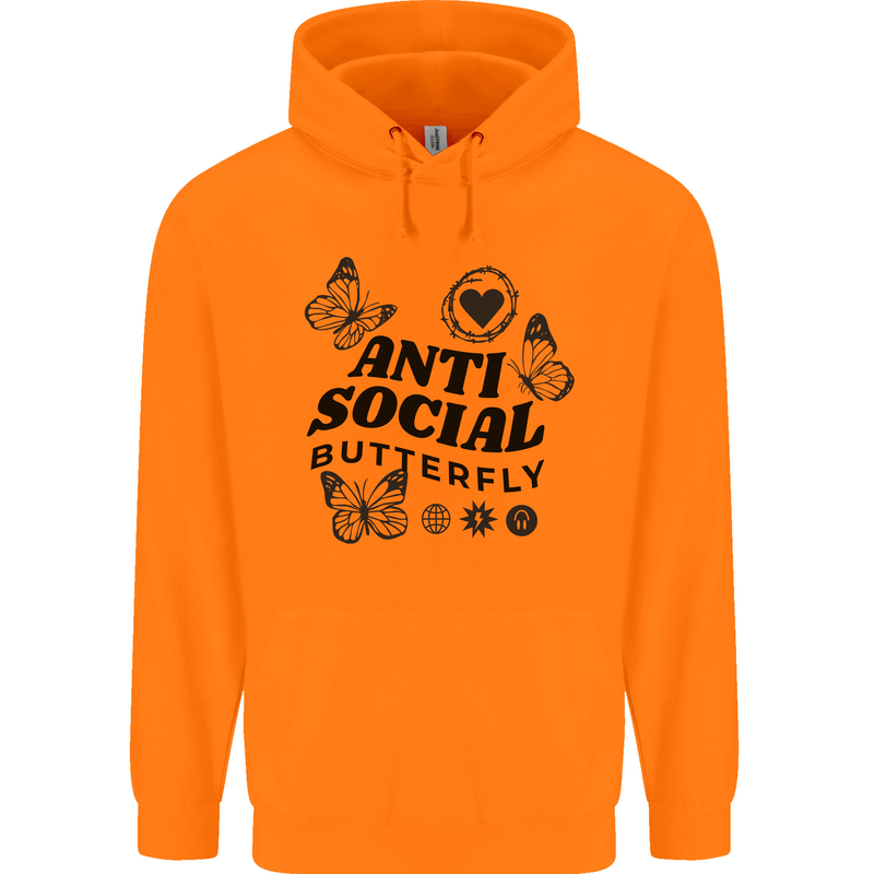 Antisocial Butterfly Childrens Kids Hoodie Orange