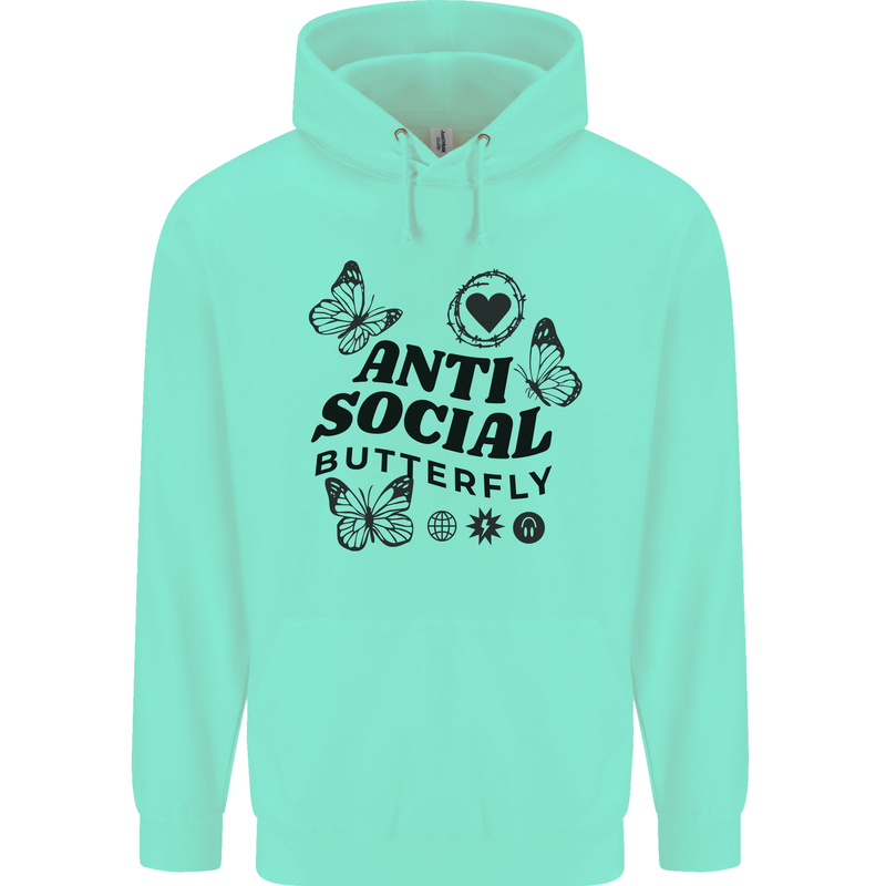Antisocial Butterfly Childrens Kids Hoodie Peppermint
