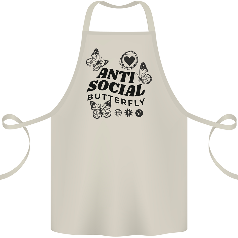 Antisocial Butterfly Cotton Apron 100% Organic Natural