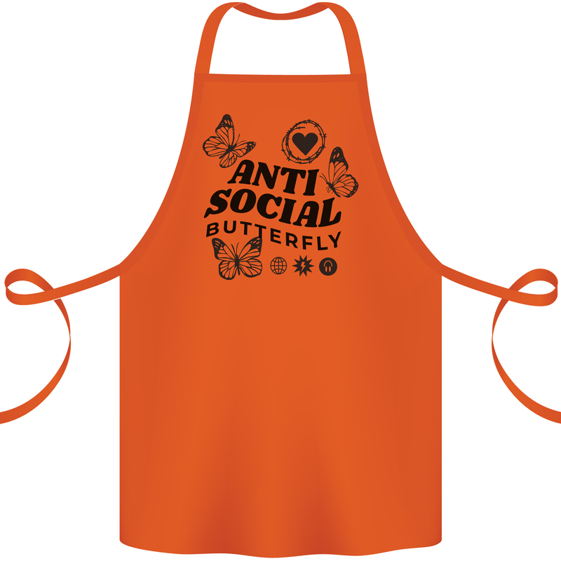 Antisocial Butterfly Cotton Apron 100% Organic Orange