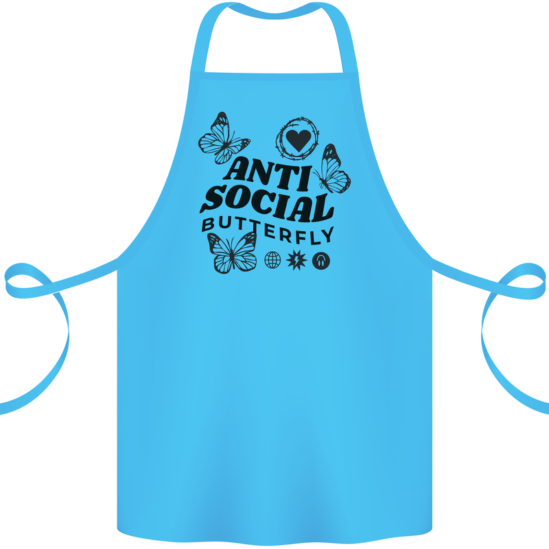 Antisocial Butterfly Cotton Apron 100% Organic Turquoise