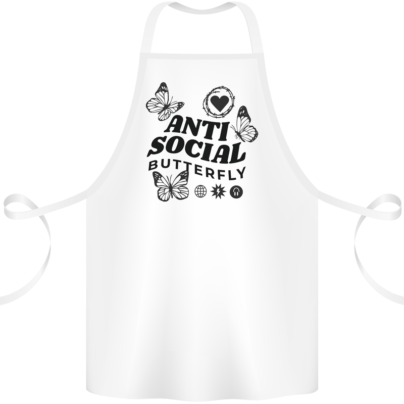 Antisocial Butterfly Cotton Apron 100% Organic White