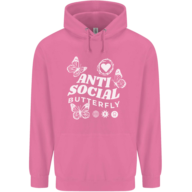 Antisocial Butterfly Funny Childrens Kids Hoodie Azalea