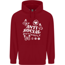 Antisocial Butterfly Funny Childrens Kids Hoodie Red