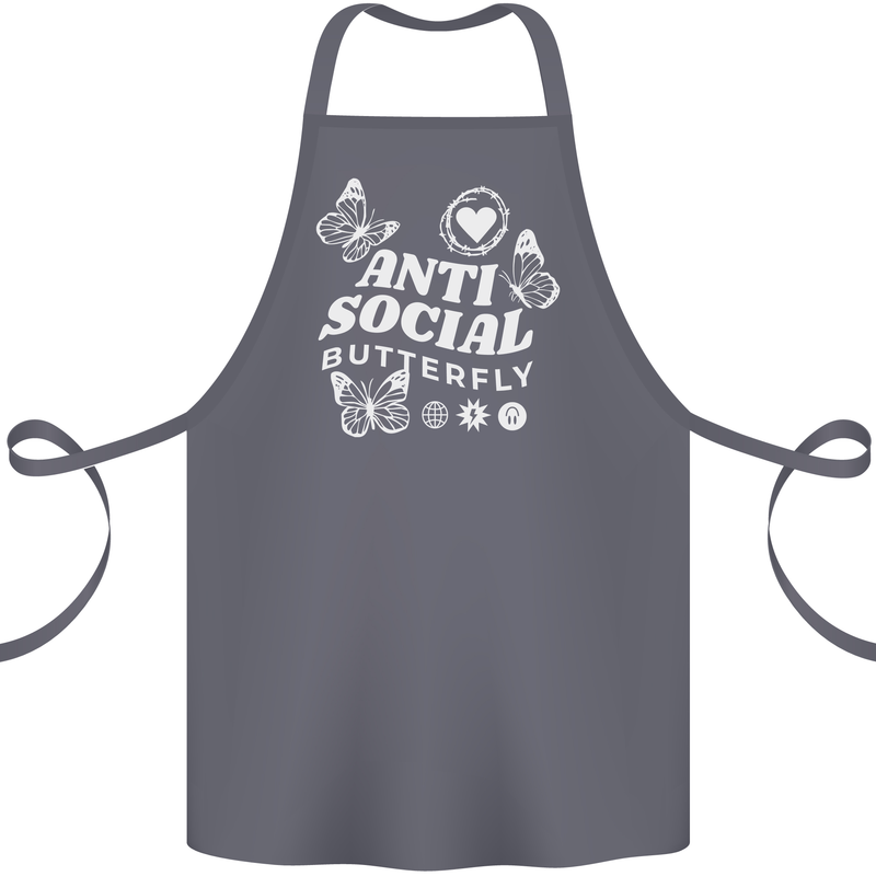 Antisocial Butterfly Funny Cotton Apron 100% Organic Steel