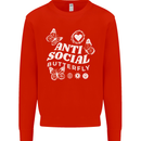 Antisocial Butterfly Funny Kids Sweatshirt Jumper Bright Red