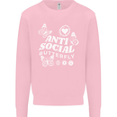 Antisocial Butterfly Funny Kids Sweatshirt Jumper Light Pink