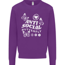 Antisocial Butterfly Funny Kids Sweatshirt Jumper Purple