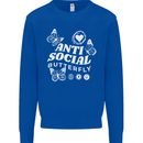 Antisocial Butterfly Funny Kids Sweatshirt Jumper Royal Blue