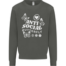 Antisocial Butterfly Funny Kids Sweatshirt Jumper Storm Grey